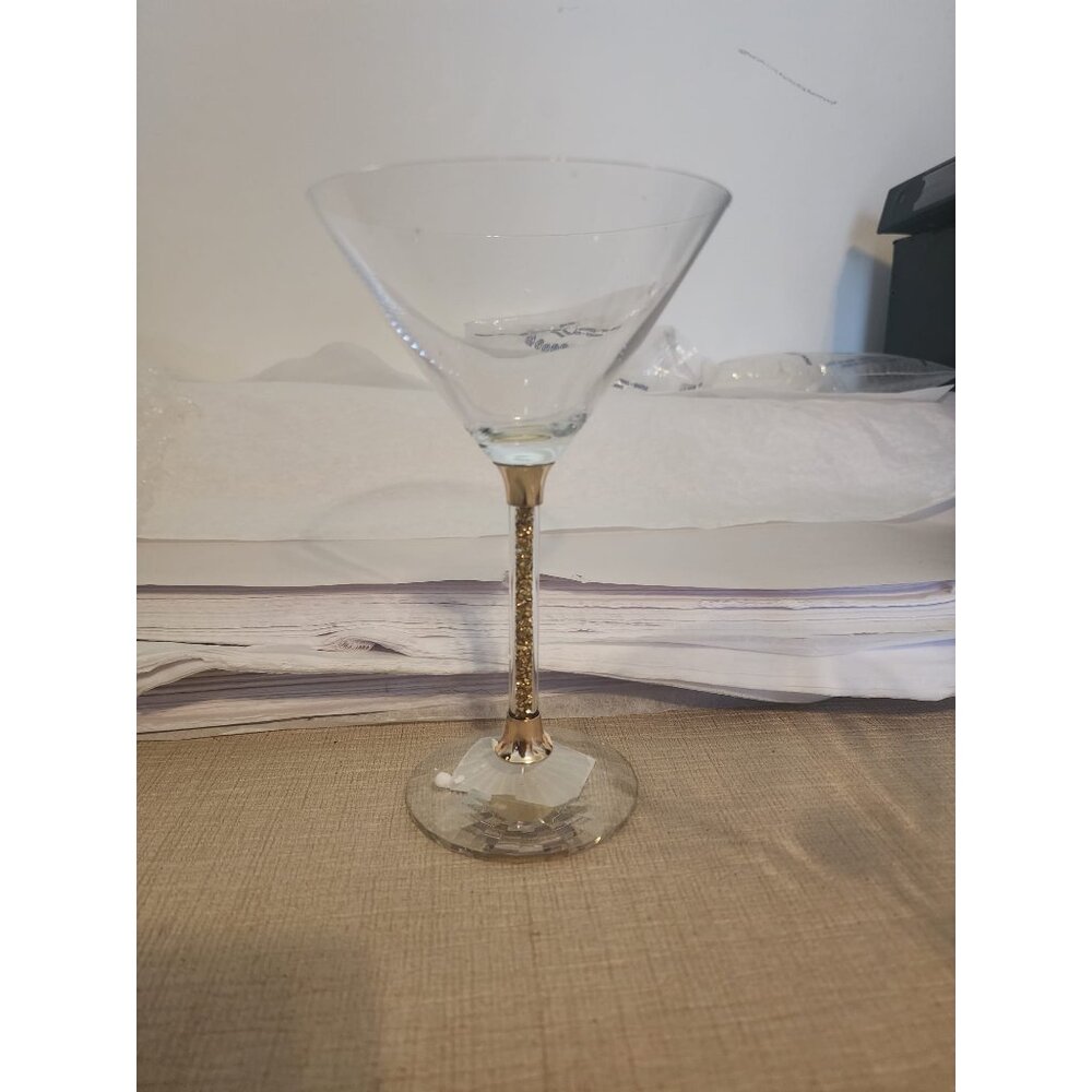 Martini Glasses with Crystal-Filled Stems, Sophisticated Crystal Glassware,